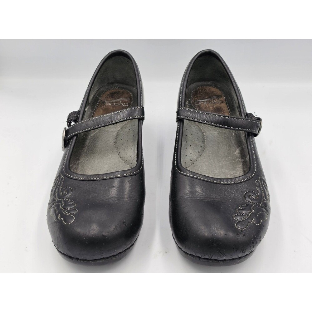 Dansko Savannah Black Leather Mary Jane Strap Buckle Flower Round Toe US 10 41